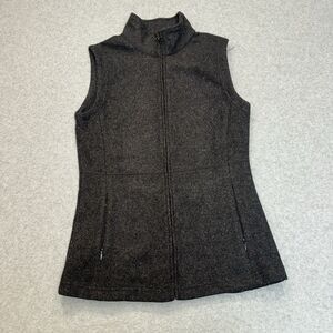 Woolx Colbie Vest Women's Sz XS Black Full Zip Merino Wool Blend Cozy Dry clean